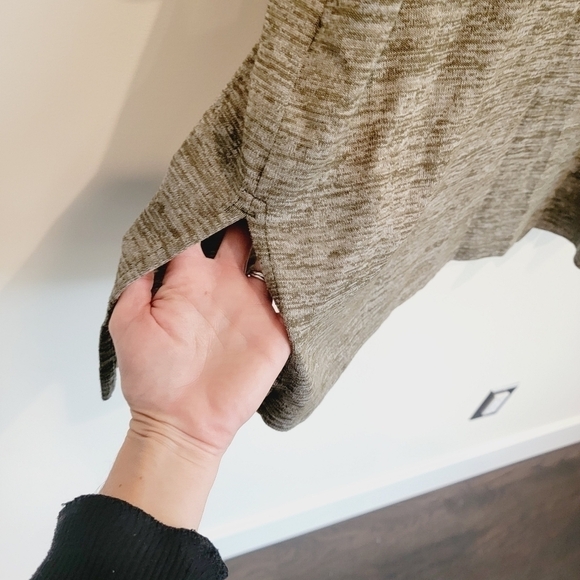 Lands' End Heathered Loden Moss Green Open Front Cardigan w/ Pockets Large Tall - Picture 5 of 10